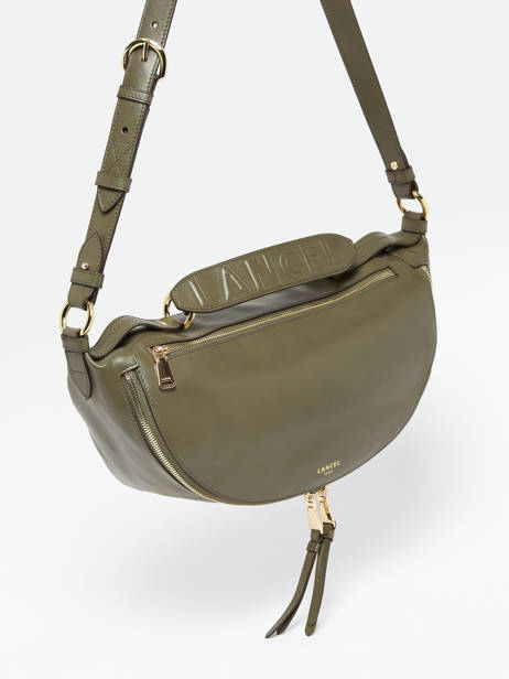 Medium Leather Origami Crossbody Bag Lancel Green origami A12528 other view 2