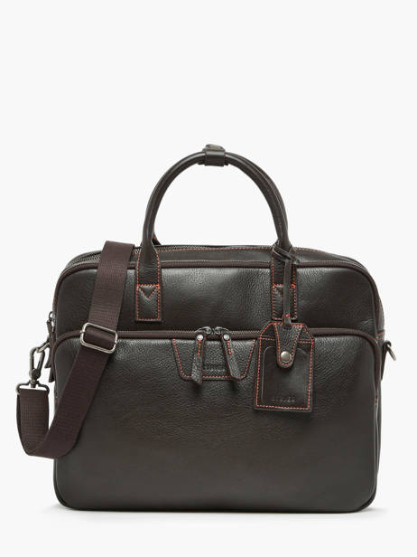 2-compartment Business Bag Foulonné Leather Etrier Brown foulonne EFOU8152