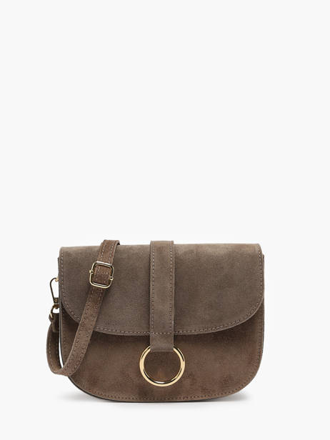 Leather Velvet Crossbody Bag Milano Brown velvet VE23112