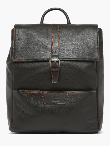 2-compartment Foulonné Backpack Leather Etrier Brown foulonne EFOU8092