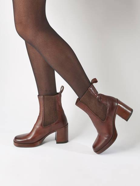 Heeled Boots In Leather Mjus Brown women P96225 other view 1