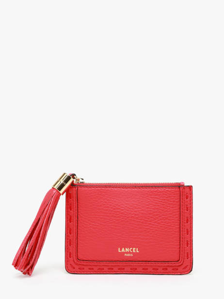 Leather Premier Flirt Card Holder Lancel Red premier flirt A10925