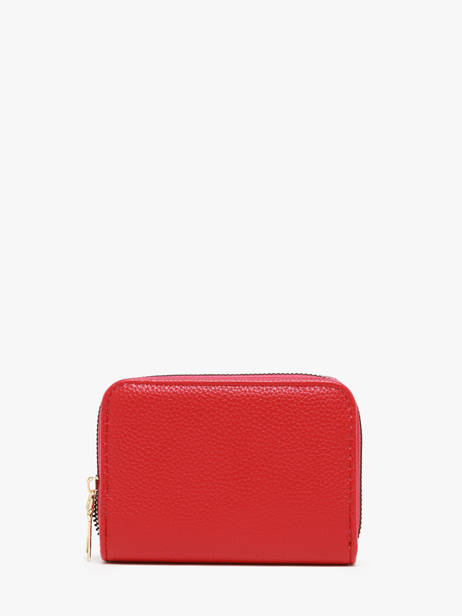 Coin Purse With Card Holder Miniprix Red grained 78SM2631