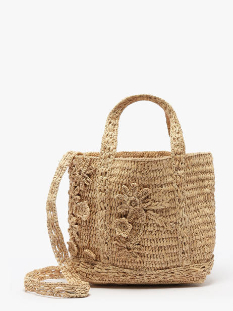 Xs Tote Bag Raffia Fleuri Vanessa bruno Beige cabas raphia 25V40410