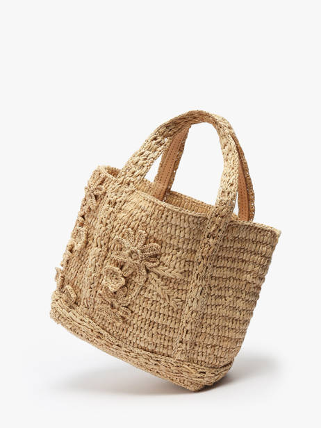 Xs Tote Bag Raffia Fleuri Vanessa bruno Beige cabas raphia 25V40410 other view 2