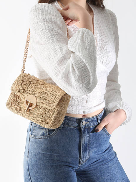 Medium Raffia Moyen Moon Fleuri Crossbody Bag Vanessa bruno Beige moon raphia 25V40533 other view 1