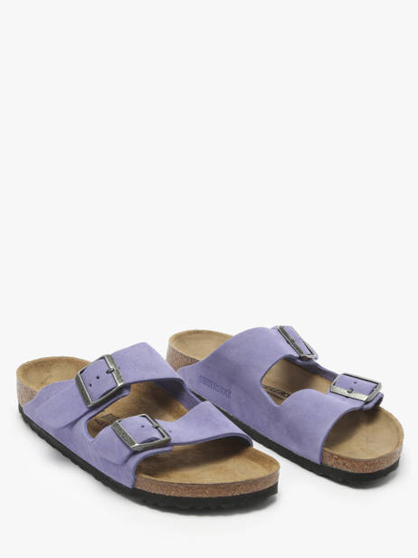 Slippers Arizona In Leather Birkenstock Violet women 1029218 other view 1