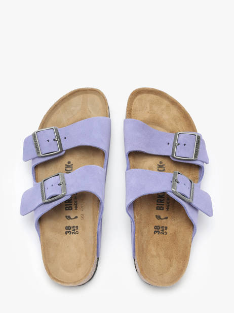 Slippers Arizona In Leather Birkenstock Violet women 1029218 other view 3