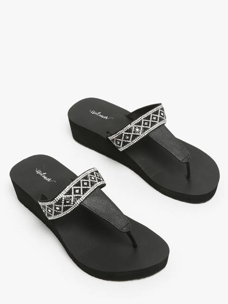 Heeled Flip Flops Isotoner Black women 94934 other view 1