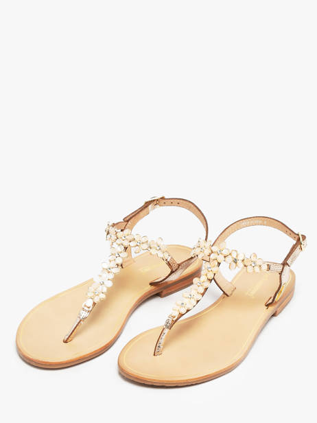 Flip Flops In Leather Les tropeziennes Gold women HOFLEUR other view 1