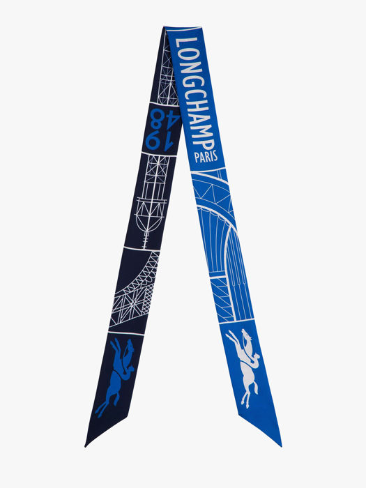 Longchamp Soie gots Foulard Bleu