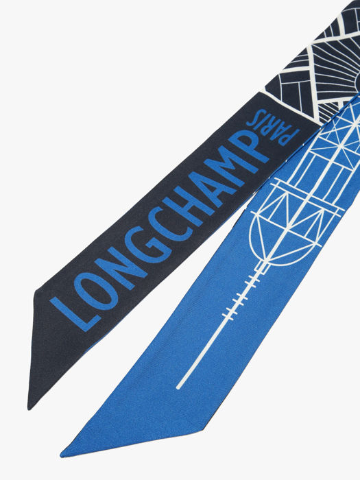 Longchamp Soie gots Foulard Bleu