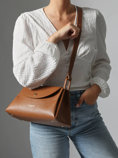 Sac Bandoulière Accordeon Double Cuir Lancaster Marron accordeon double 89 vue secondaire 1