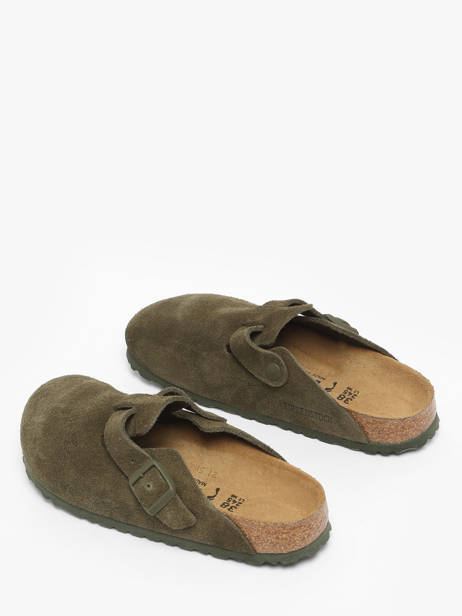 Slippers Boston In Leather Birkenstock Green women 1024714 other view 3