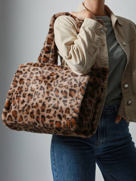 A4 Size Shoulder Bag Fur David jones Brown fur CM7878 other view 1