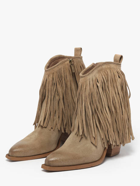 Santiago Boots In Leather Metisse Beige women XD2125 other view 2