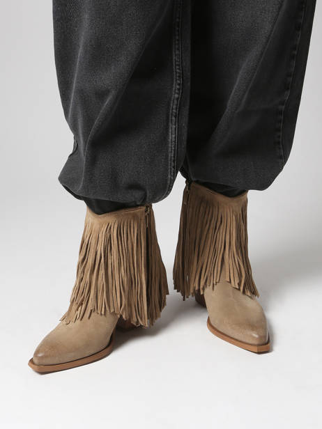 Santiago Boots In Leather Metisse Beige women XD2125 other view 1