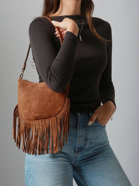 Leather Lune Fringe Bag Nat et nin Brown vintage FRA other view 1