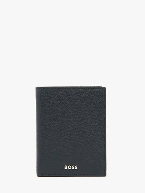 Wallet With Coin Purse Leather Hugo boss Blue grained HLO416N