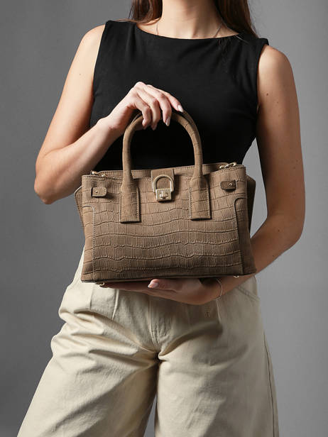 Satchel S Equestre Croco Leather Etrier Brown equestre croco EEQC142S other view 1