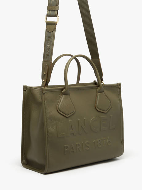 Medium Leather Jour Tote Bag Lancel Green jour A12996 other view 2