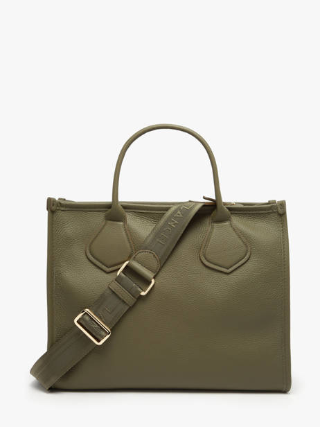 Medium Leather Jour Tote Bag Lancel Green jour A12996 other view 4