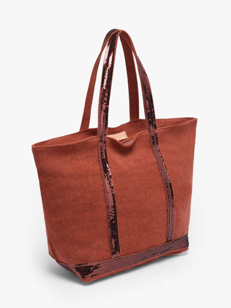 Medium Zipped Le Cabas Tote Bag Linen Sequins Vanessa bruno Orange cabas lin 31V40378 other view 2