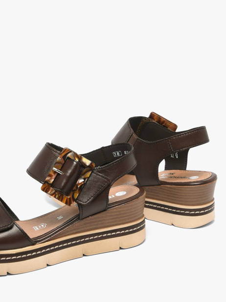 Sandales Talon Compensé En Cuir Remonte Marron accessoires 25 vue secondaire 2