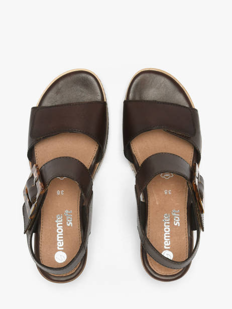 Sandales Talon Compensé En Cuir Remonte Marron accessoires 25 vue secondaire 3