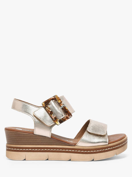 Sandales Talon Compensé En Cuir Remonte Or accessoires 90