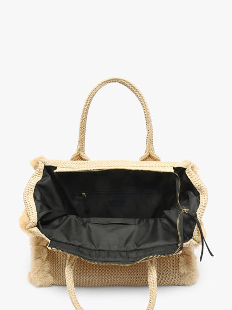 Sac Porté Main Logo Shopper Raphia Pinko Beige logo shopper 6673A39Y vue secondaire 4