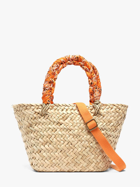 Sac Porté Main Bandana Paille Le voyage en panier Orange bandana PM968 vue secondaire 4