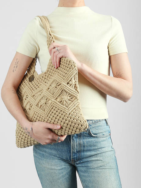 Sac Porté épaule Estival Coton Le voyage en panier Beige estival PM941 vue secondaire 1