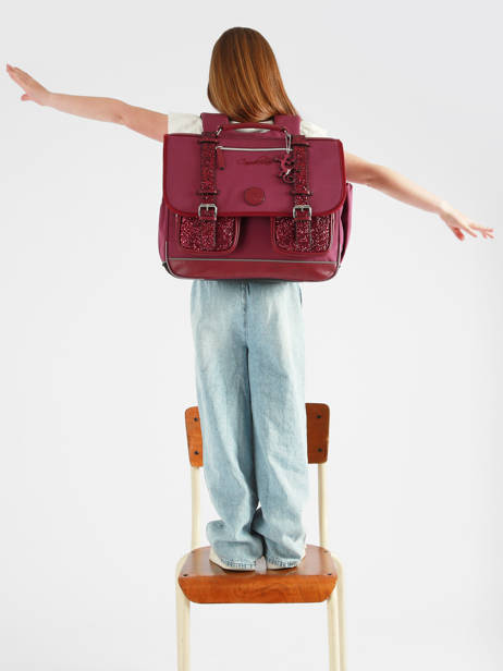 Satchel For Kids 3 Compartments Cameleon Violet vintage fantasy CA41 other view 2