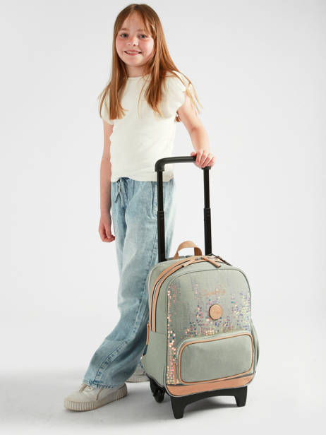 2-compartment Wheeled Schoolbag Cameleon Green vintage fantasy SR40 other view 1