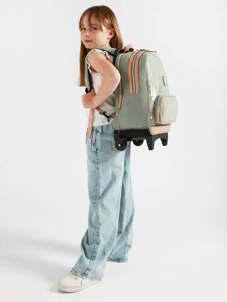 2-compartment Wheeled Schoolbag Cameleon Green vintage fantasy SR40 other view 2