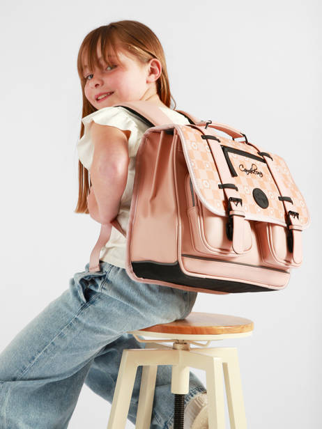 2-compartment Satchel Cameleon Pink vintage north CA38 other view 2