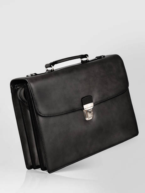 Leather Crosta Briefcase 3 Compartments Etrier Black crosta ECRO8013 other view 2