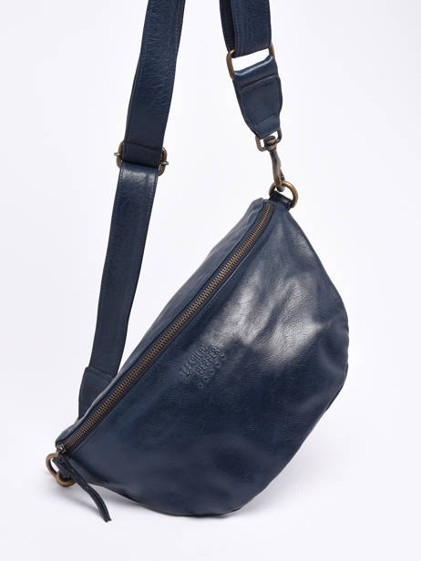 Leather Cow Belt Bag Basilic pepper Blue cow BCOW54 other view 2